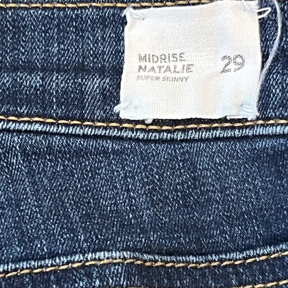 Hudson Womens Natalie Mid Rise Crop Denim Skinny Jeans Size 29 Dark Wash Raw Hem - Picture 5 of 12